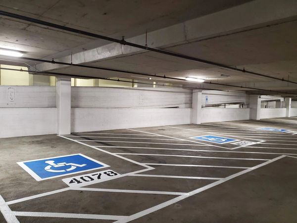 Parking garage striping.