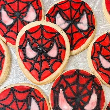 Spiderman face sugar cookies