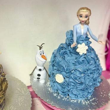 Blue princess doll birthday cake