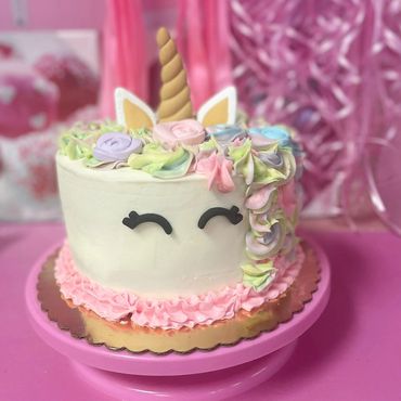 Unicorn cake with closed eyes