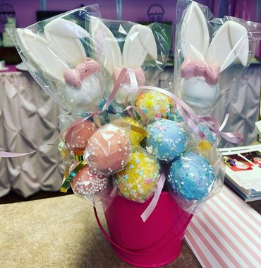 Colorful Easter basket treats arrangement
