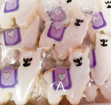 Purple unicorn decorated sugar cookies
