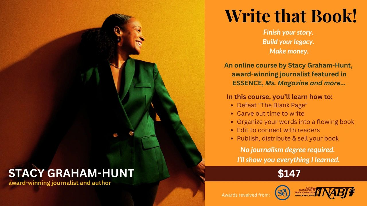 Stacy Graham-Hunt promotes her online course to help people write and publish books.