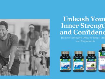 Fitness class and health supplements promoting strength and confidence.