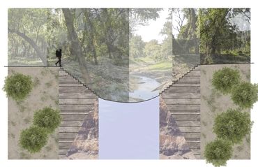 Existing conditions section cut through the Nine Mile Creek Ferry Bridge.