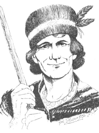 A young Noel LeVasseur, French Canadian fur trader, as depicted by local historian Vic Johnson.