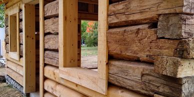 Log schoolhouse restoration 
