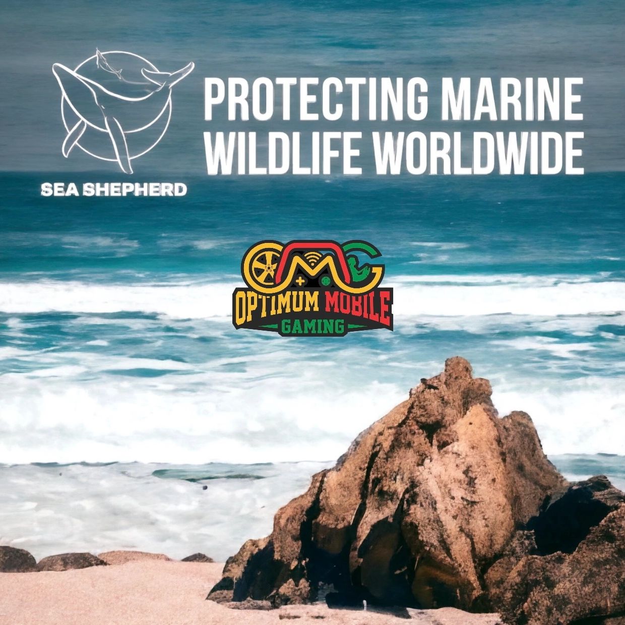 An image of an ocean scene with the words 'Protecting Marine Worldwide' and 'OMG Gaming'