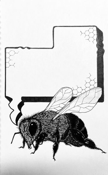 Bee drawing as a flyer.