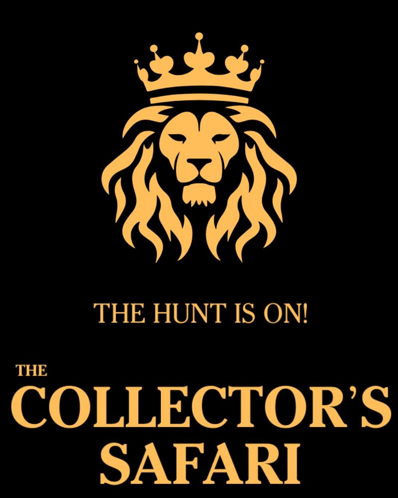 Golden lion logo with crown and text 'The Collector's Safari'.