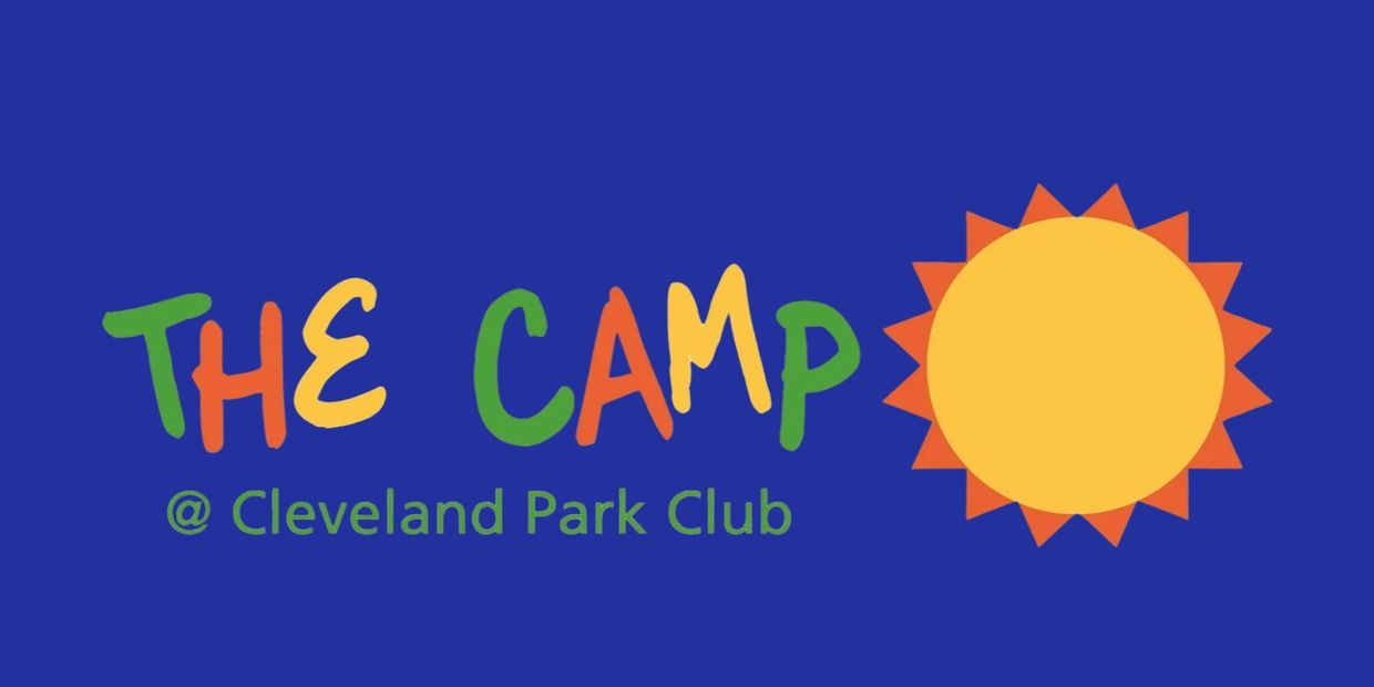 Colorful logo for The Camp at Cleveland Park Club with a sun symbol.