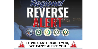 Regional Reverse Alert Flyer with logos of participating municipalities and counties.