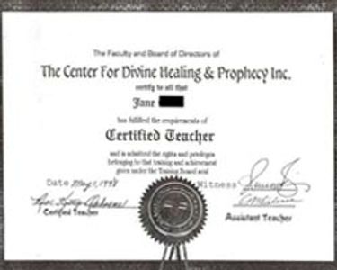 Reverend Jane's teaching certification