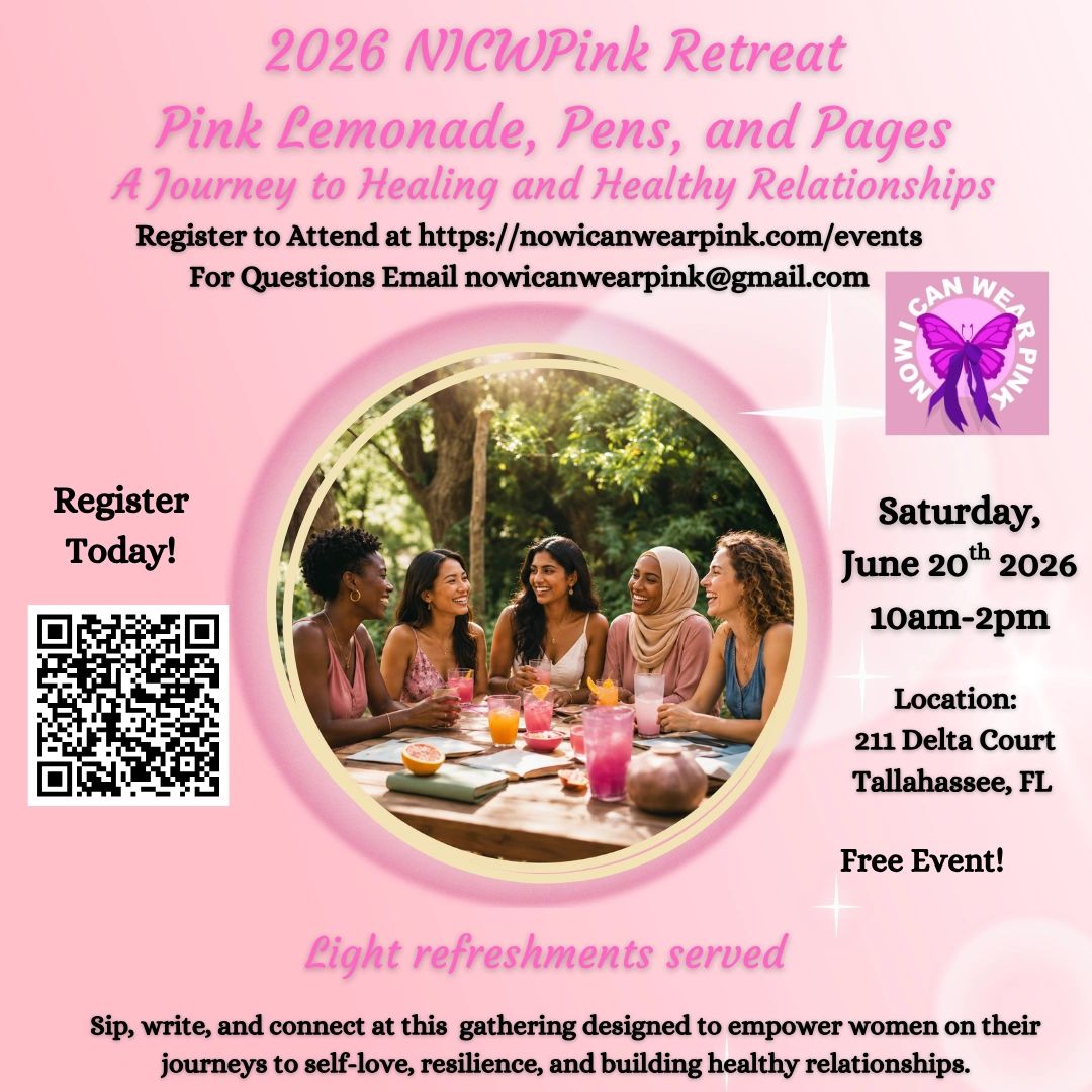2026 NICW Pink Retreat: Empowering women with connection, writing, and healing in Tallahassee.