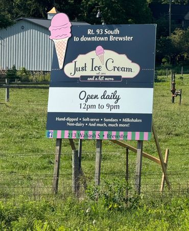 Just Ice Cream large roadside signage.