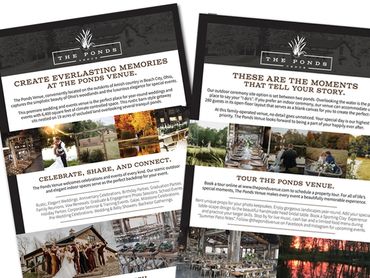 The Ponds Venue two-sided rack card design