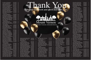 Custom-designed placemat for the City of Mount Vernon's awards luncheon