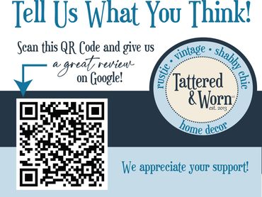 Tattered & Worn QR code Googlr review handout design