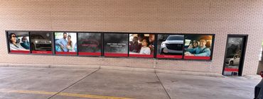Kempthorn Auto Campus window decal graphics for cash wash on-site