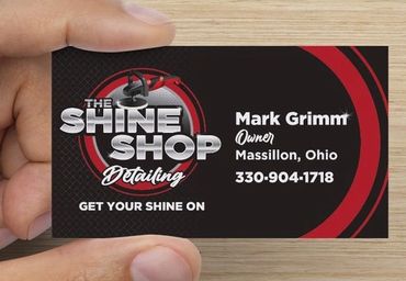 The Shine Shop business card design