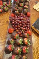 Dark Chocolate covered strawberry display tray