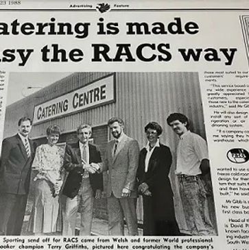 A news paper article from The Mail in 1988 of the official opening of RACS offices in Swansea