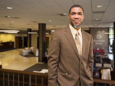 Businessman's portrait on location at an event
