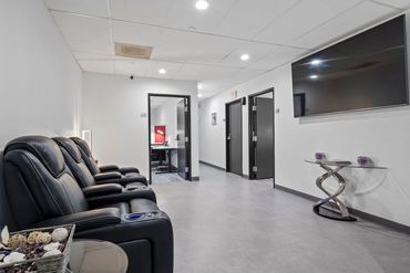 Compact office space with table and seating