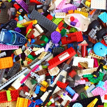 Mix of LEGO bricks and pieces for free play creative building.