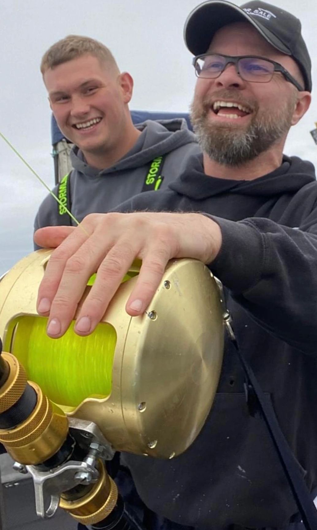 Crewman Jack Hodge enjoying Mike Greens efforts to standup fight a Bluefin.