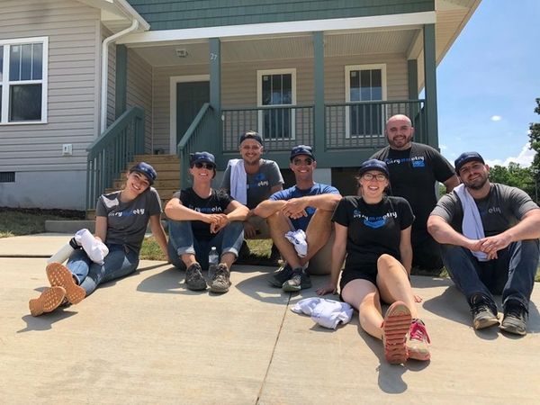 group of people resting after work