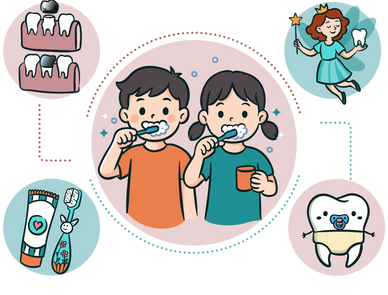 Tooth fairy. Baby teeth. Pediatric dentistry. Silver crowns.