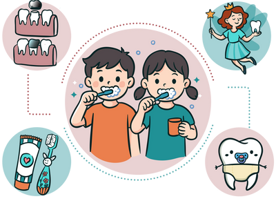 Tooth fairy. Baby teeth. Pediatric dentistry. Silver crowns.
