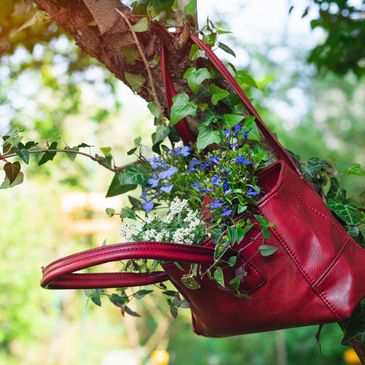 Womens handbag with flowers