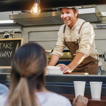 Man in street food truck