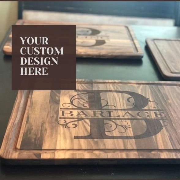 Wooden Custom Engraved Square cutting board
Last name engraving