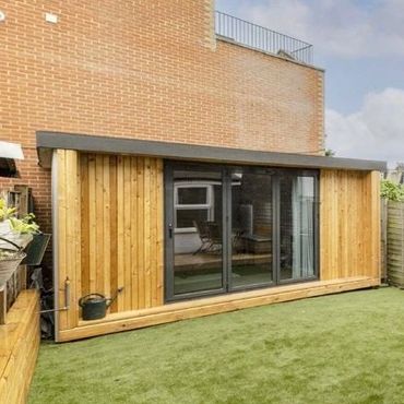 Fully bespoke and self contained garden studio that boasts high insulation, bathroom and bifold door