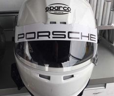 A white Porsche helmet
