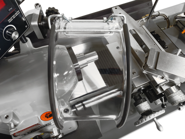 Top View of the Babin TML-5Cst high precision toolroom lathe with the Babin Curved Chip Guard.