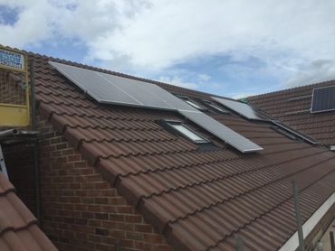 Tiled roof with solar panels in Bristol