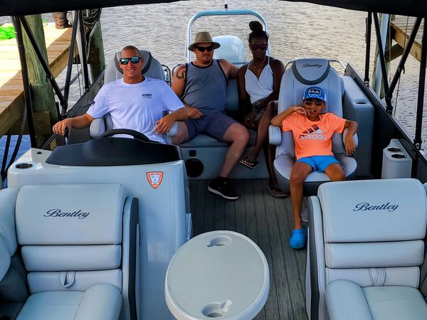 Bentley Pontoon. Family fun near me. boat charter. Flagler. ormond beach.