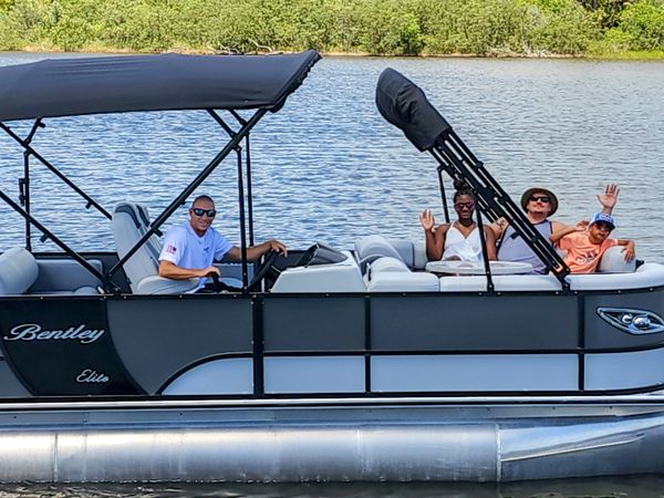 Bentley Pontoon. Family fun near me. boat charter. Flagler. ormond beach.