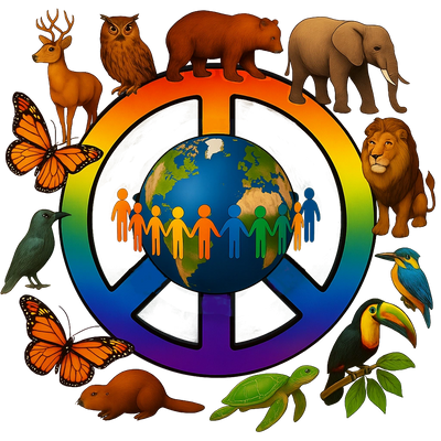 world map showing animal and human icon