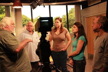 Greg Pursino, Acting Instructor of Long Island Acting on set with crew members