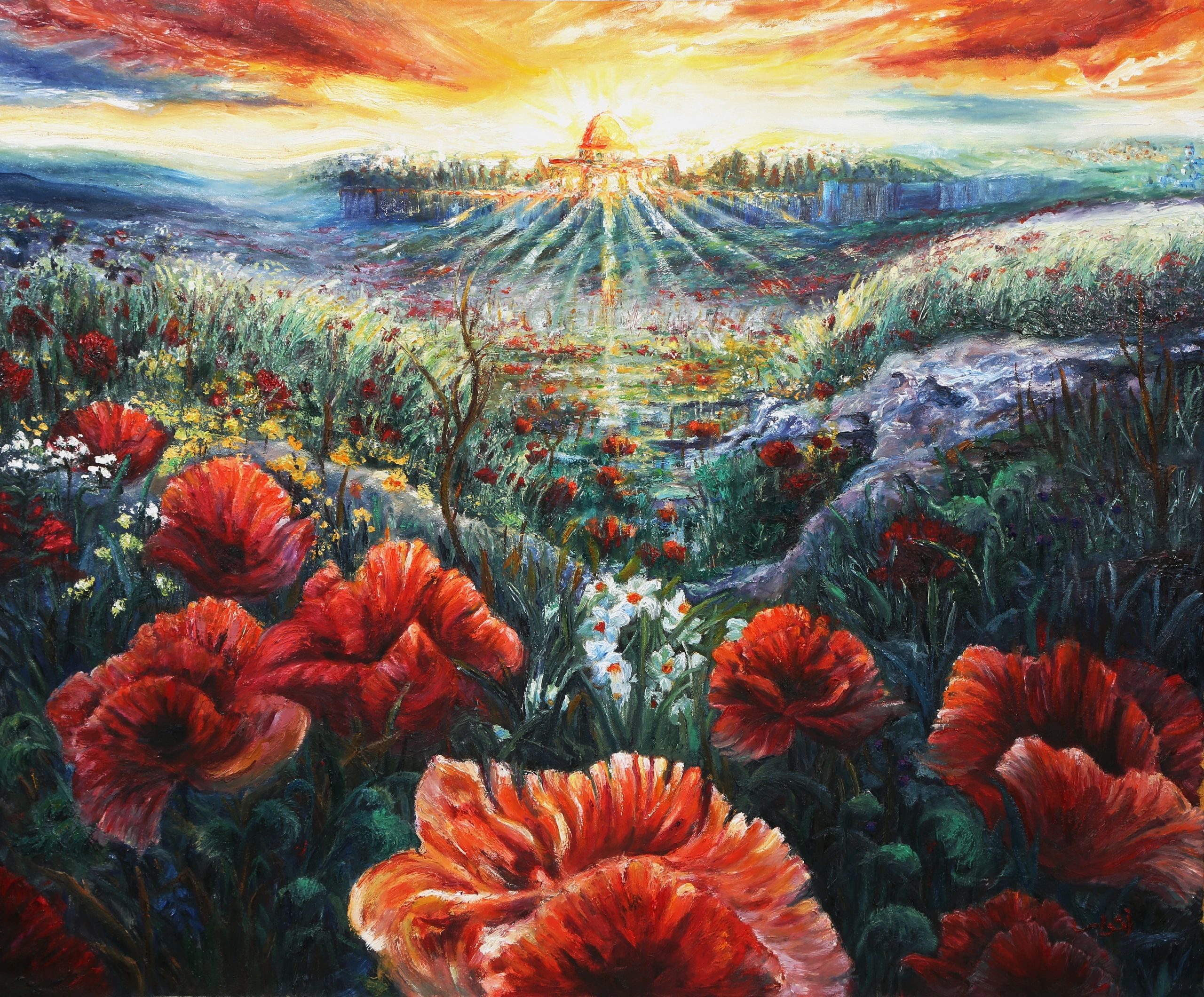 New Painting of War: Land of Martyrs
By Palestinian artist Anwar Aburayyan
Oil on Canvas-2025