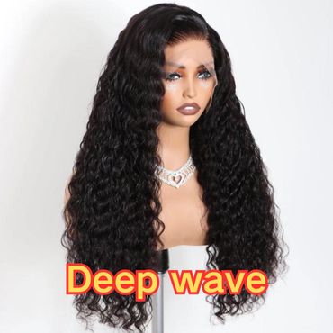 Mannequin with long deep wave black hair and a heart necklace.