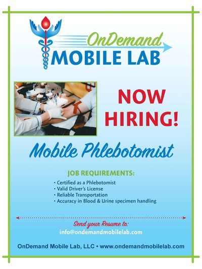 NOW HIRING - Mobile Phlebotomist
Full-time & part-time opportunities - PRN
