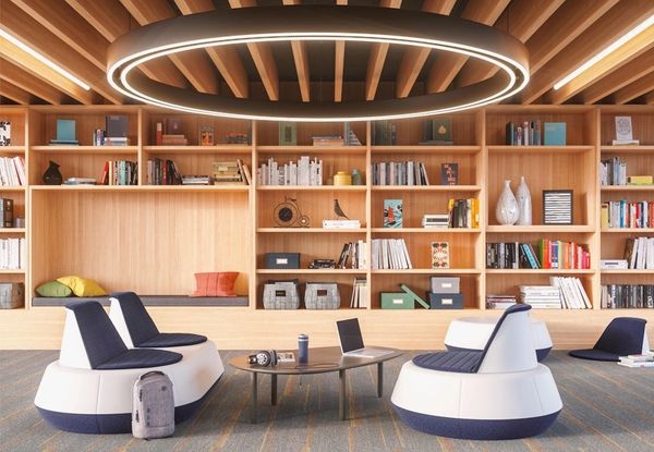 EKO contract furniture in a library with coffee table