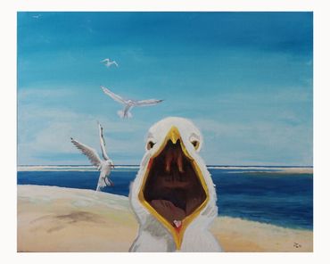 Seagull painting by John Anthony Lawerence, bird painting