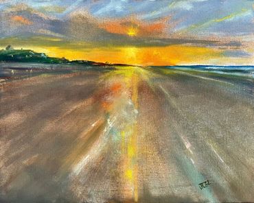 beautiful sunrise painting. S. Carolina beach painting. Kiawah Beach art painting.